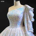 Jancember RSM67098 Un hombro con lentejuelas llenas de lujo Vestido de bola de mano pesado Vestidos de novia de boda